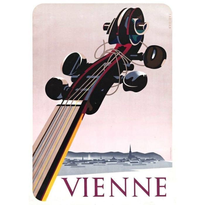 Vintage French Language Vienna City of Music Tourism Poster 