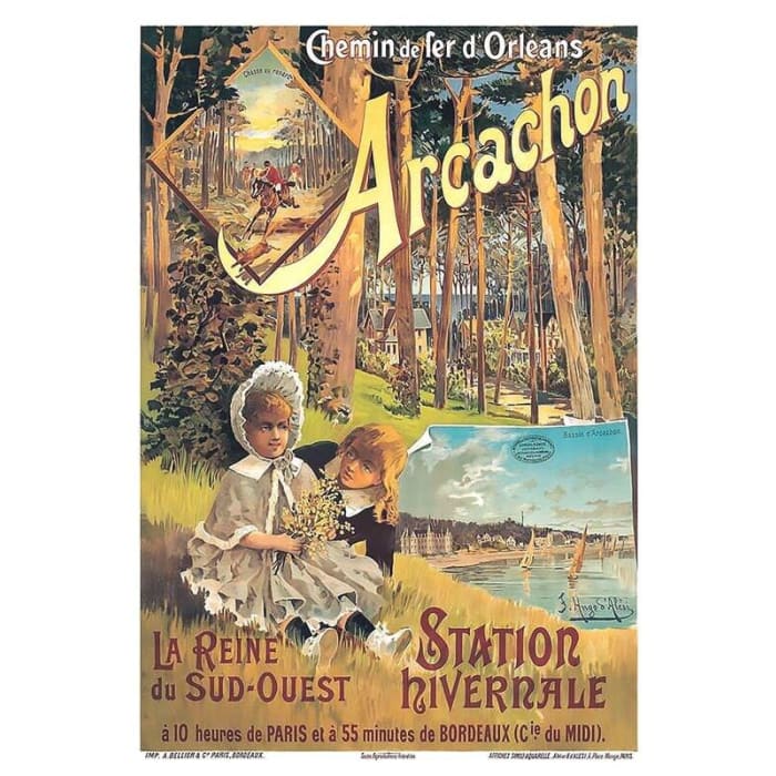 Vintage French Railways Arcachon Tourism Poster Print A3/A4 