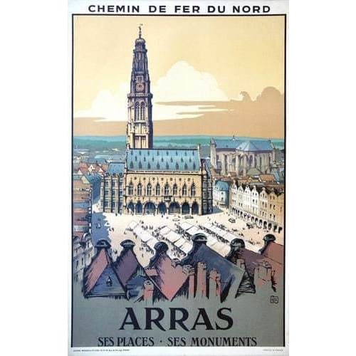 Vintage French Railways Arras Tourism Poster A3/A4 Print - 
