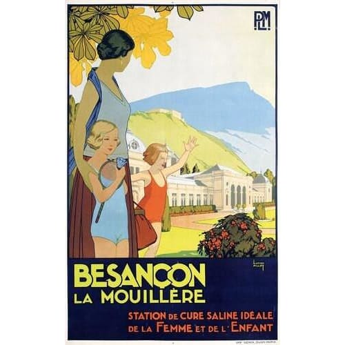 Vintage French Railways Besancon La Mouillere Tourism Poster
