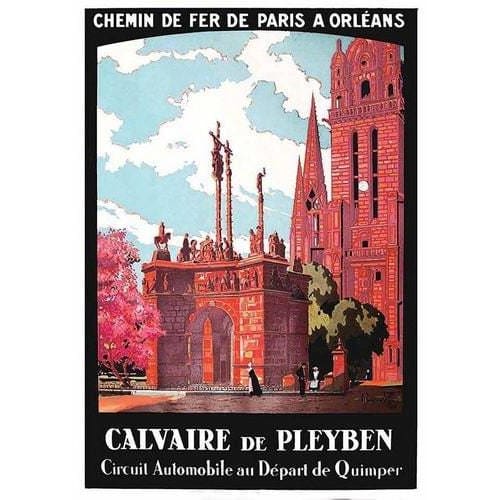 Vintage French Railways Calvaire de Pleyben Tourism Poster 