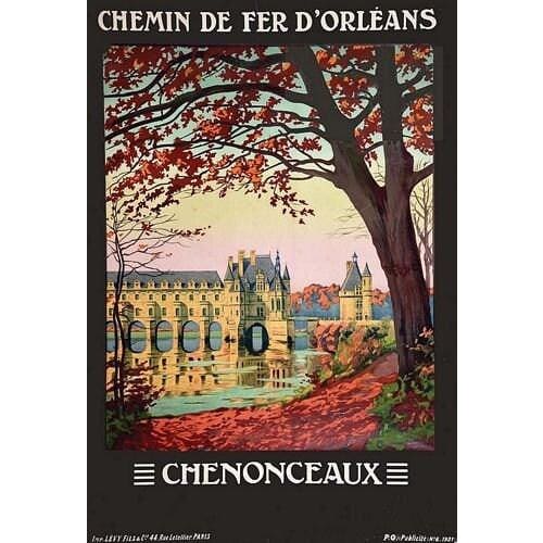 Vintage French Railways Chenonceaux Tourism Poster A3/A4 