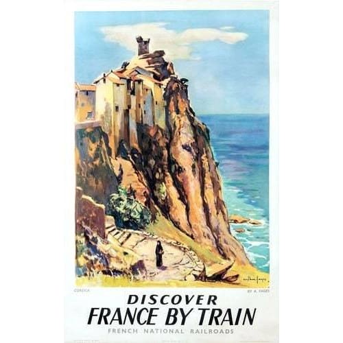 Vintage French Railways Corsica Tourism Poster A3/A4 Print -