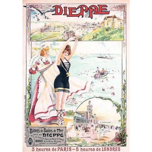 Vintage French Railways Dieppe Tourism Poster A3/A4 Print - 
