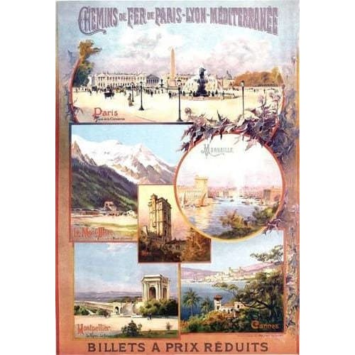 Vintage French Railways Highlights of France Tourism Poster 