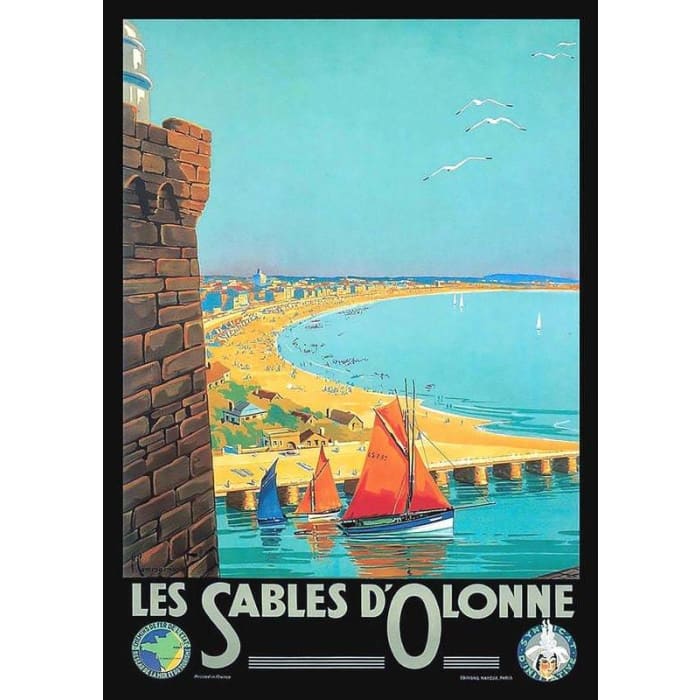 Vintage French Railways Les Sables D’Olonne Tourism Poster 