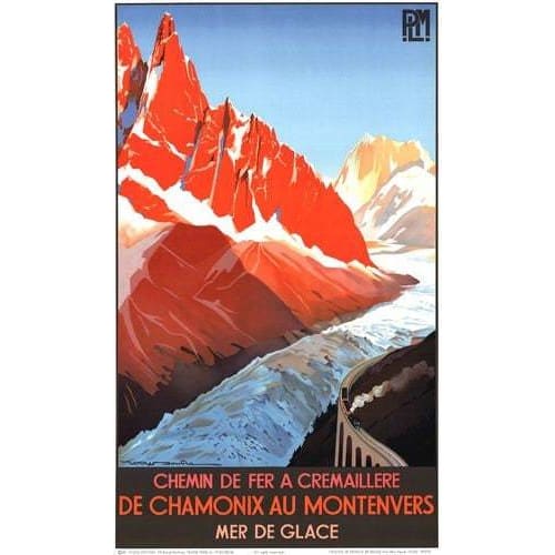 Vintage French Railways Mer de Glace Chamonix Tourism Poster