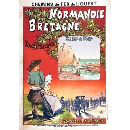 Vintage French Railways Normandy and Brittany Tourism Poster
