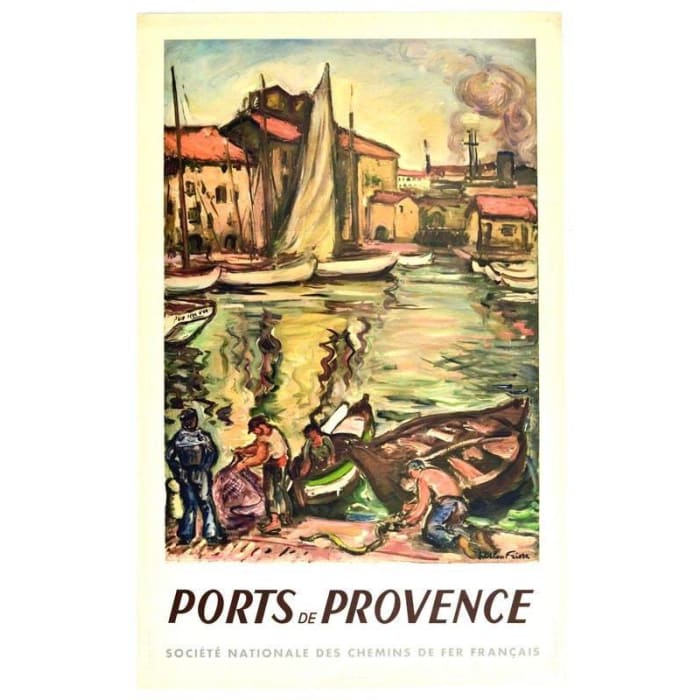 Vintage French Railways Ports of Provence Tourism Poster 