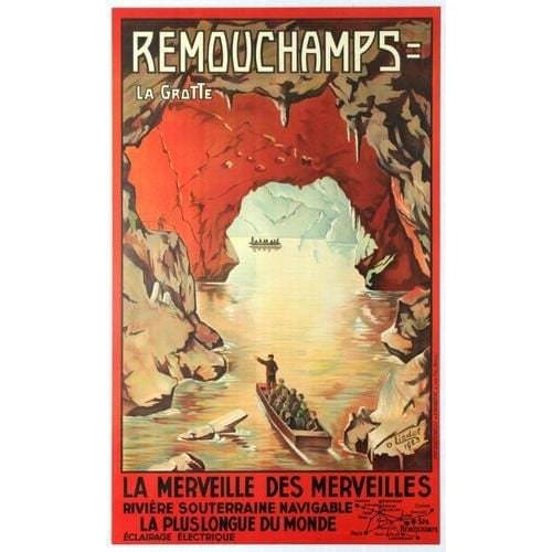 Vintage French Railways Remouchamps La Grotte Tourism Poster
