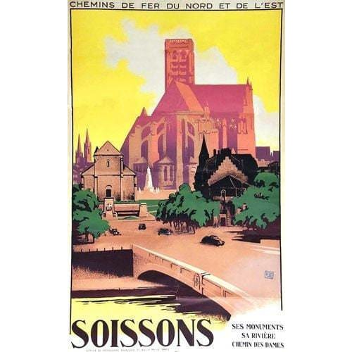 Vintage French Railways Soissons Tourism Poster A4/A3 Print 