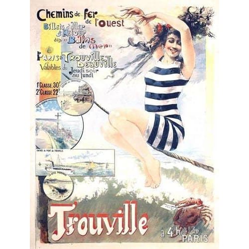 Vintage French Railways Trouville Deauville Tourism Poster 