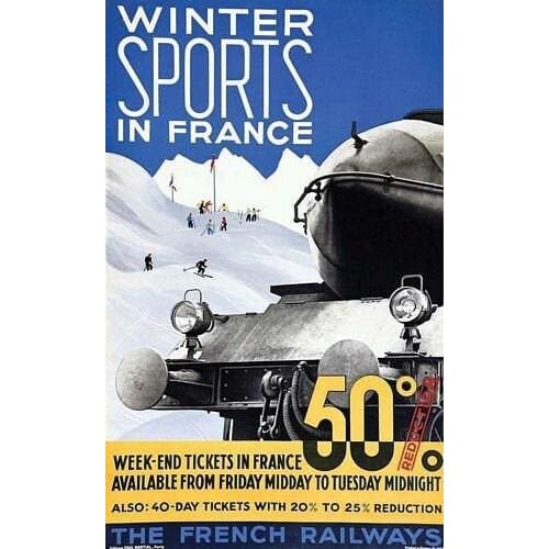 Vintage French Railways Winter Sports In France Tourism 
