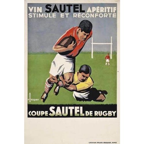 Vintage French Rugby Union Poster A3/A2/A1 Print - Posters 