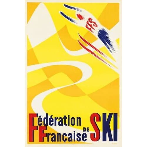 Vintage French Ski Federation Promotional Poster A3 Print - 