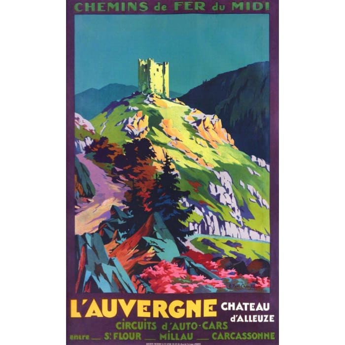 Vintage French Tourism Auvergne Poster A4/A3/A2/A1 Print - 
