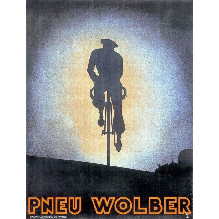 Vintage French Wolber Bicycle Tyres Advertisement Poster 