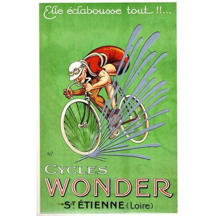 Vintage French Wonder Bicycles Advertisement Poster 