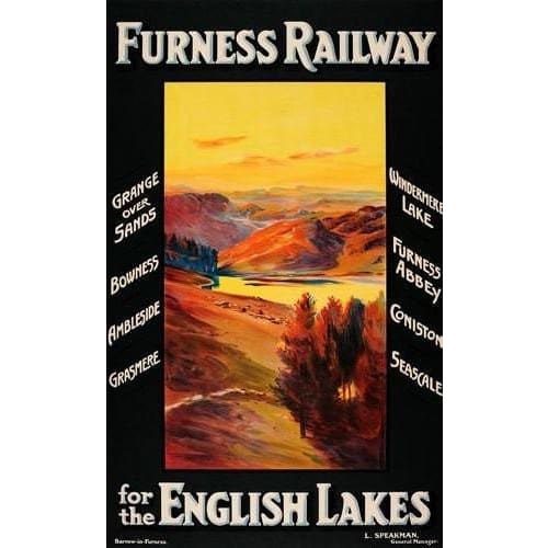 Vintage Furness Railway English Lakes Railway Poster A3 