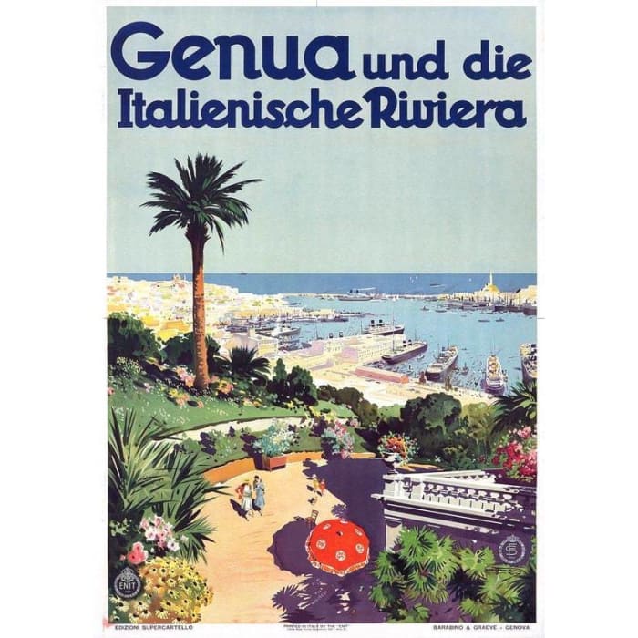 Vintage Genoa Italy Tourism Poster Print A3/A4 - Posters 