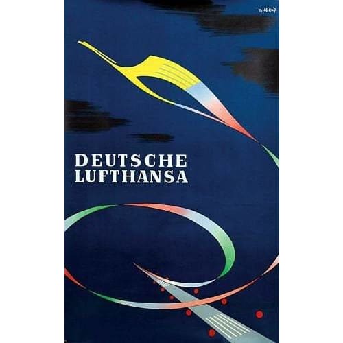 Vintage German Airlines Lufthansa Poster A3/A4 Print - 