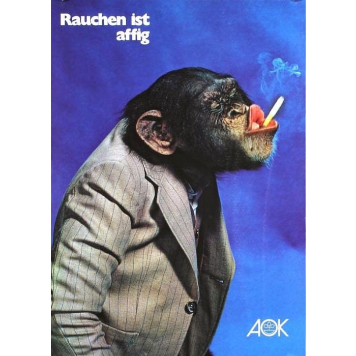 Vintage German Anti Smoking Poster Print A3/A4 - Posters 