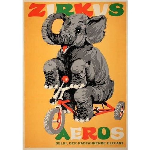 Vintage German Circus Elephant Poster A3 Print - A3 - 