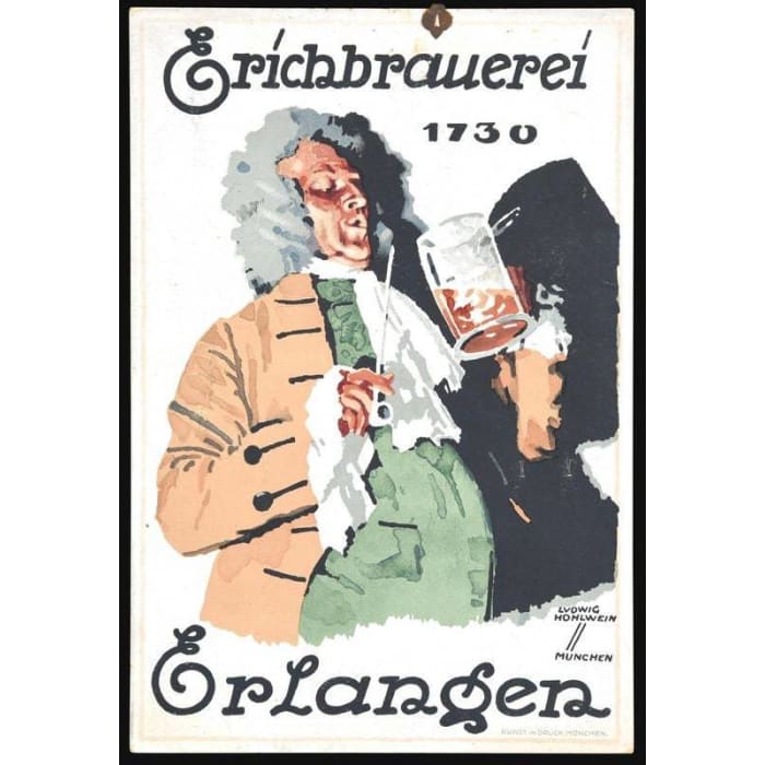 Vintage German Erlagera Beer Adverisement Poster Print A3/A4