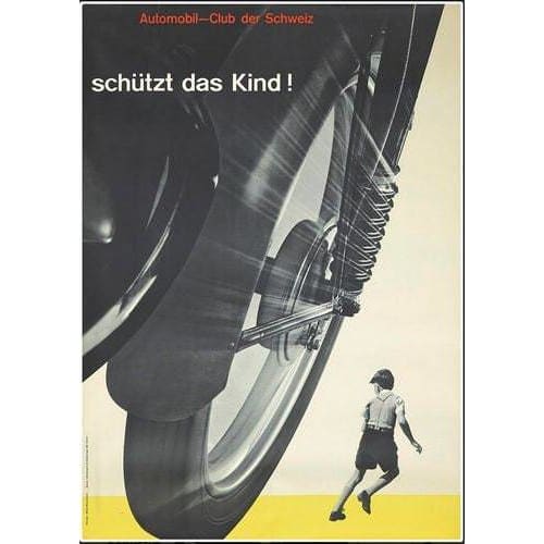 Vintage German Road Safety Poster A3 Print - A3 - Posters 