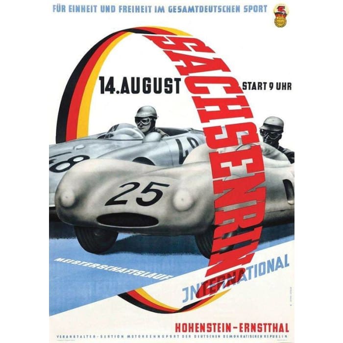 Vintage German Sachsenring Motor Racing Poster Print A3/A4 -