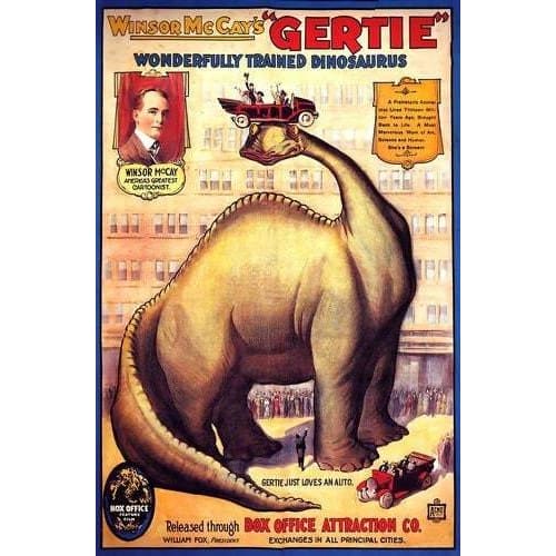 Vintage Gertie The Trained Dinosaur Circus Poster Poster A3 
