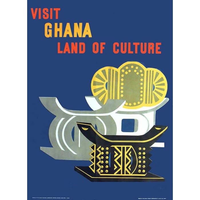 Vintage Ghana Land of Culture Tourism Poster Print A3/A4 - 