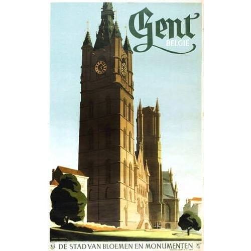 Vintage Ghent Belgium Tourism Poster A3/A4 Print - Posters 