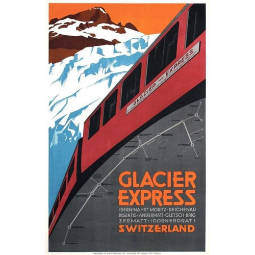 Vintage Glacier Express Switzerland Tourism Poster Print 