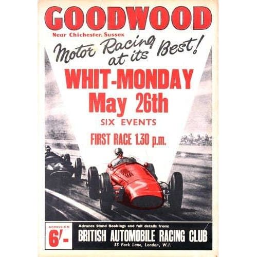 Vintage Goodwood Whit Monday Motor Racing Poster A3 Print - 