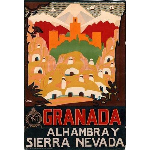 Vintage Granada Spain Tourism Poster A3 Print - A3 - Posters