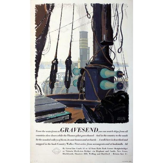Vintage Gravesend Ferry Public Transport Poster A3 Print - 