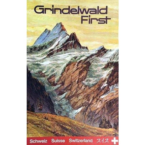 Vintage Grindelwald Switzerland Tourism Poster A3/A4 Print -