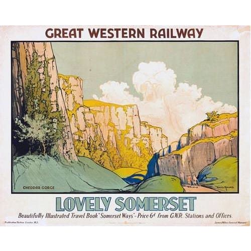 Vintage GWR Cheddar Gorge Lovely Somerset Railway Poster A3 