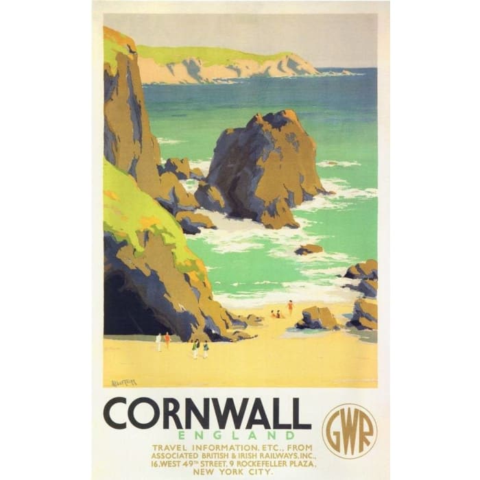 Vintage GWR Cornwall Coast US Edition Railway Poster 