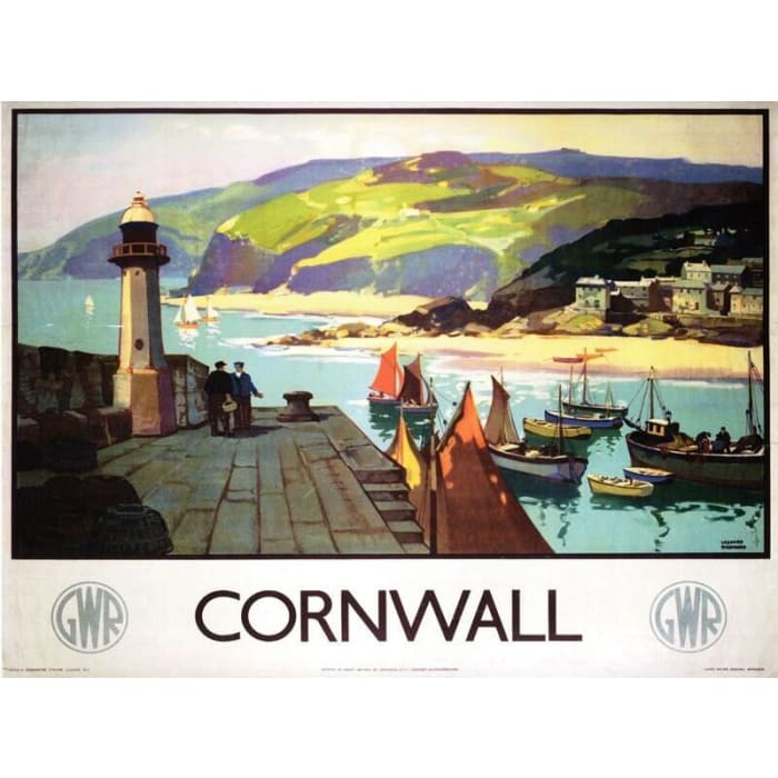 Vintage GWR Cornwall Harbour Railway Poster A4/A3/A2/A1 