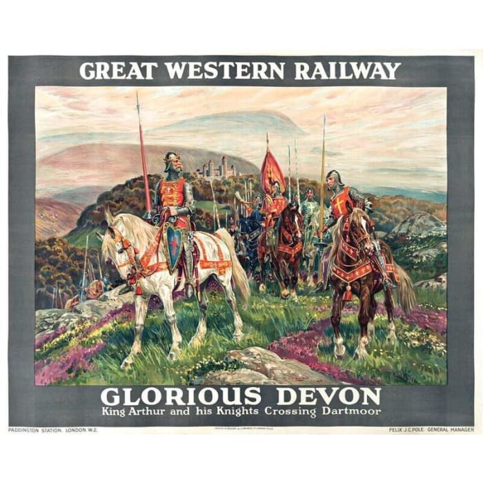 Vintage GWR Glorious Devon King Arthur Railway Poster Print 