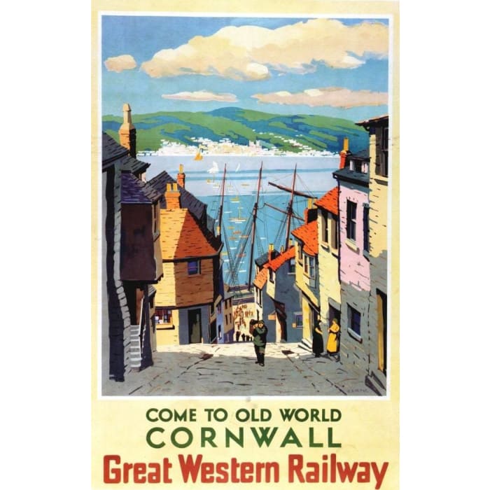Vintage GWR Old World Cornwall Railway Poster A4/A3/A2/A1 
