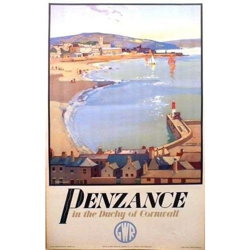 Vintage GWR Penzance Cornwall Railway Poster A3/A4 Print - 