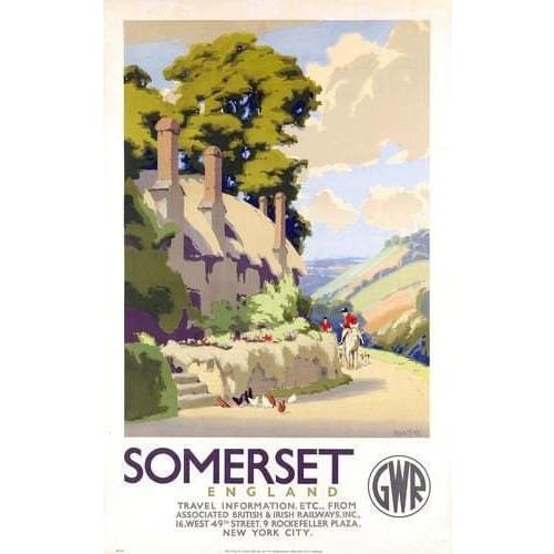 Vintage GWR Somerset USA Edition Railway Poster A3/A4 Print 