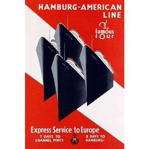 Vintage Hamburg American Line To Europe From USA Shipping 