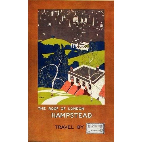 Vintage Hampstead North London UK Tourism Poster A3 Print - 