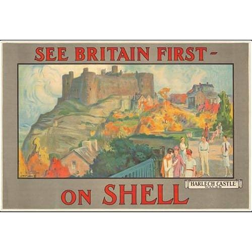 Vintage Harlech Castle Shell Advertising Poster Print A3 - 