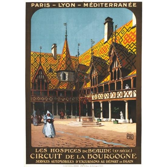 Vintage Hospices de Beaune Bourgogne French Railway Poster 