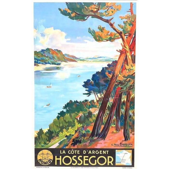 Vintage Hossegor La Cote D Argent French Tourism Poster 